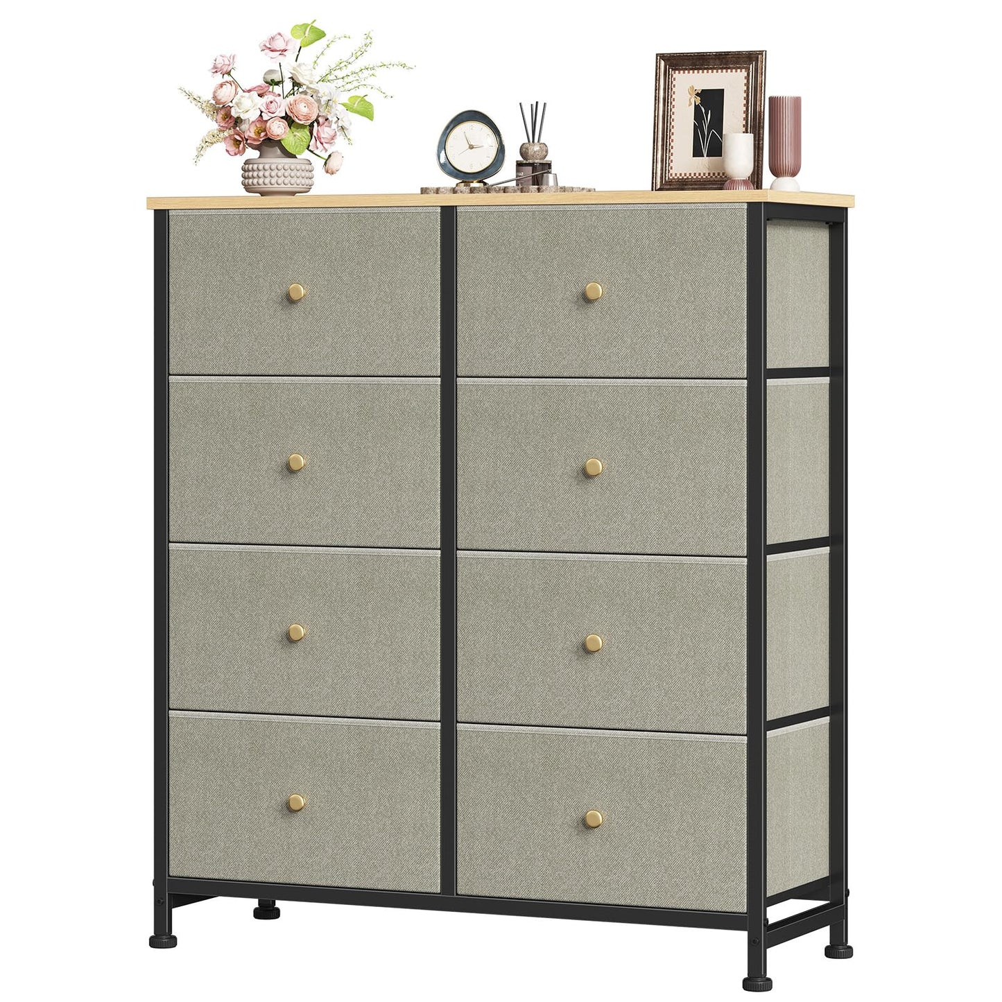 Sweetcrispy 8 Drawer Fabric Dresser, Tall Storage Tower for Bedroom