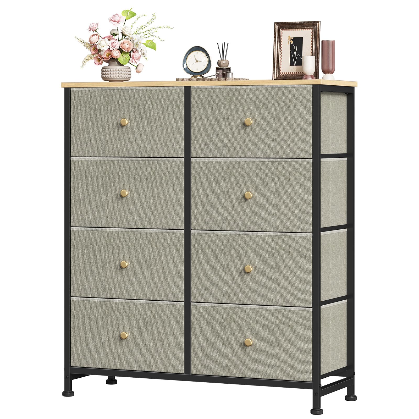 Sweetcrispy 8 Drawer Fabric Dresser, Tall Storage Tower for Bedroom