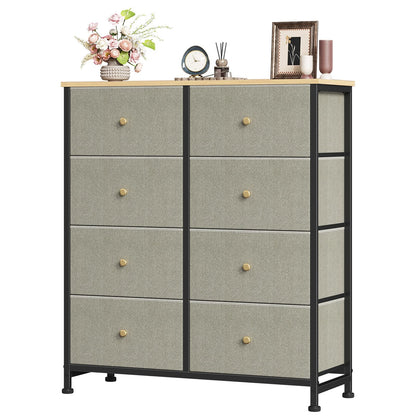 Sweetcrispy 8 Drawer Fabric Dresser, Tall Storage Tower for Bedroom