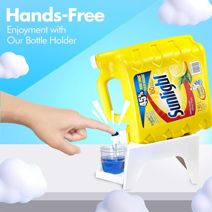 TidyFriend 2 Pack Laundry Detergent Dispenser with Tray & Strap, Laundry Soap Dispenser with Non-Slip Rubber Feet for Washing Room Organization, Easy Pour (White)