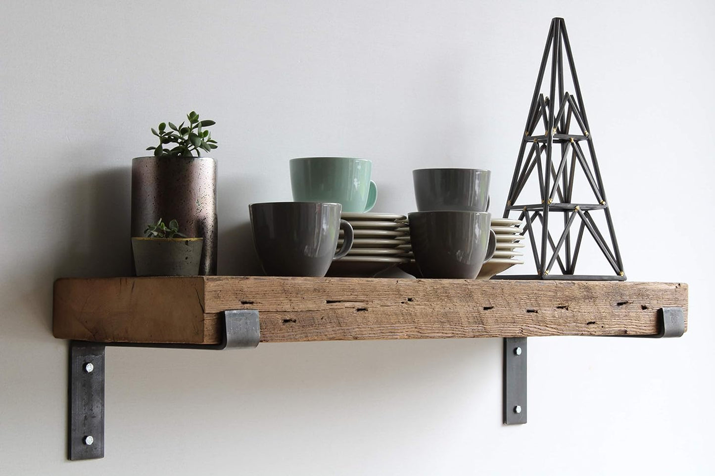 Urban Legacy Reclaimed Barn Beam Deep Shelves | Deep Shelves with Brackets Included, Set of 2 | (Natural Full Profile Bracket, 36" x 11.5" x 3")