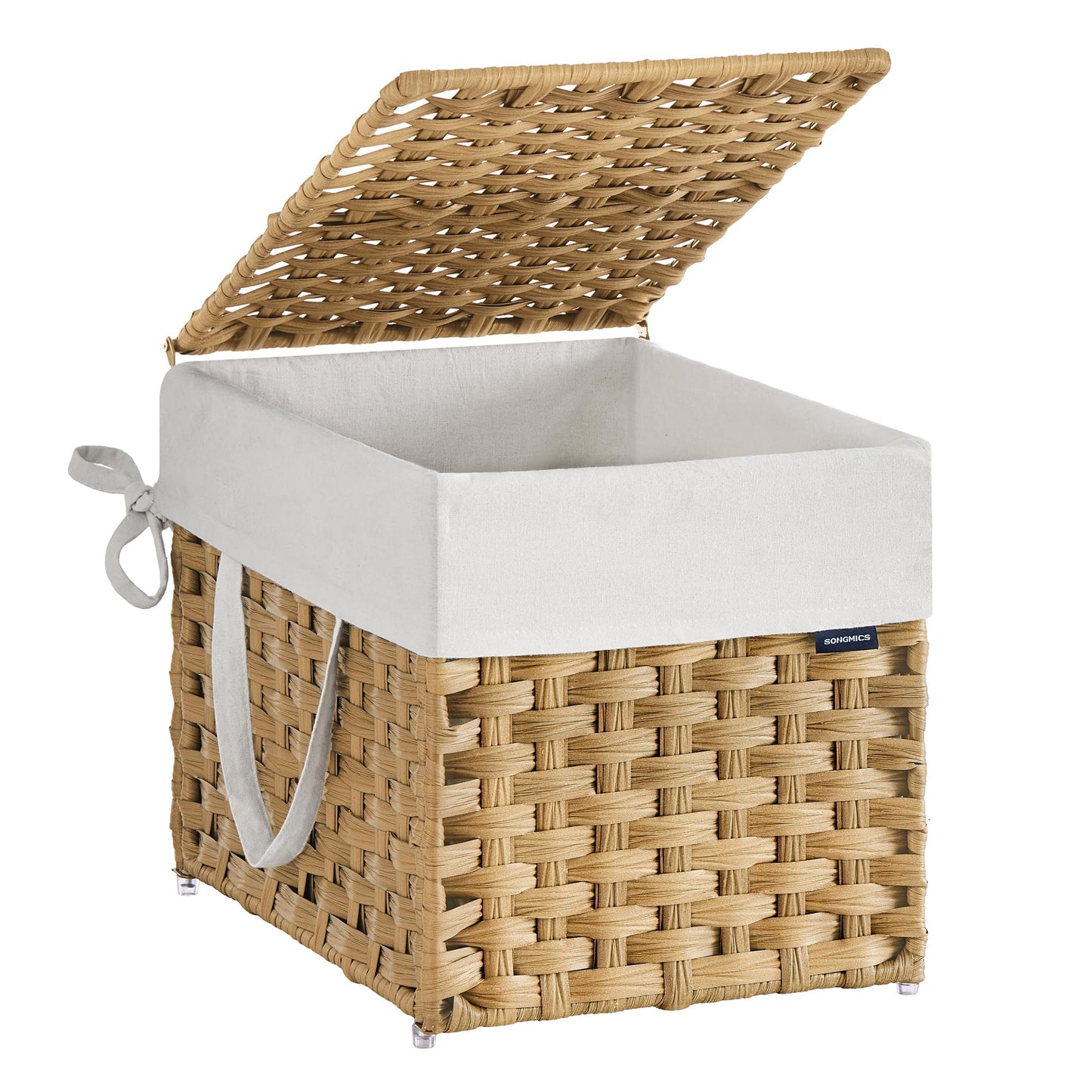 SONGMICS Laundry Hamper with Lid, 9.5 Gallon (36 L) Synthetic Rattan Clothes Laundry Basket with