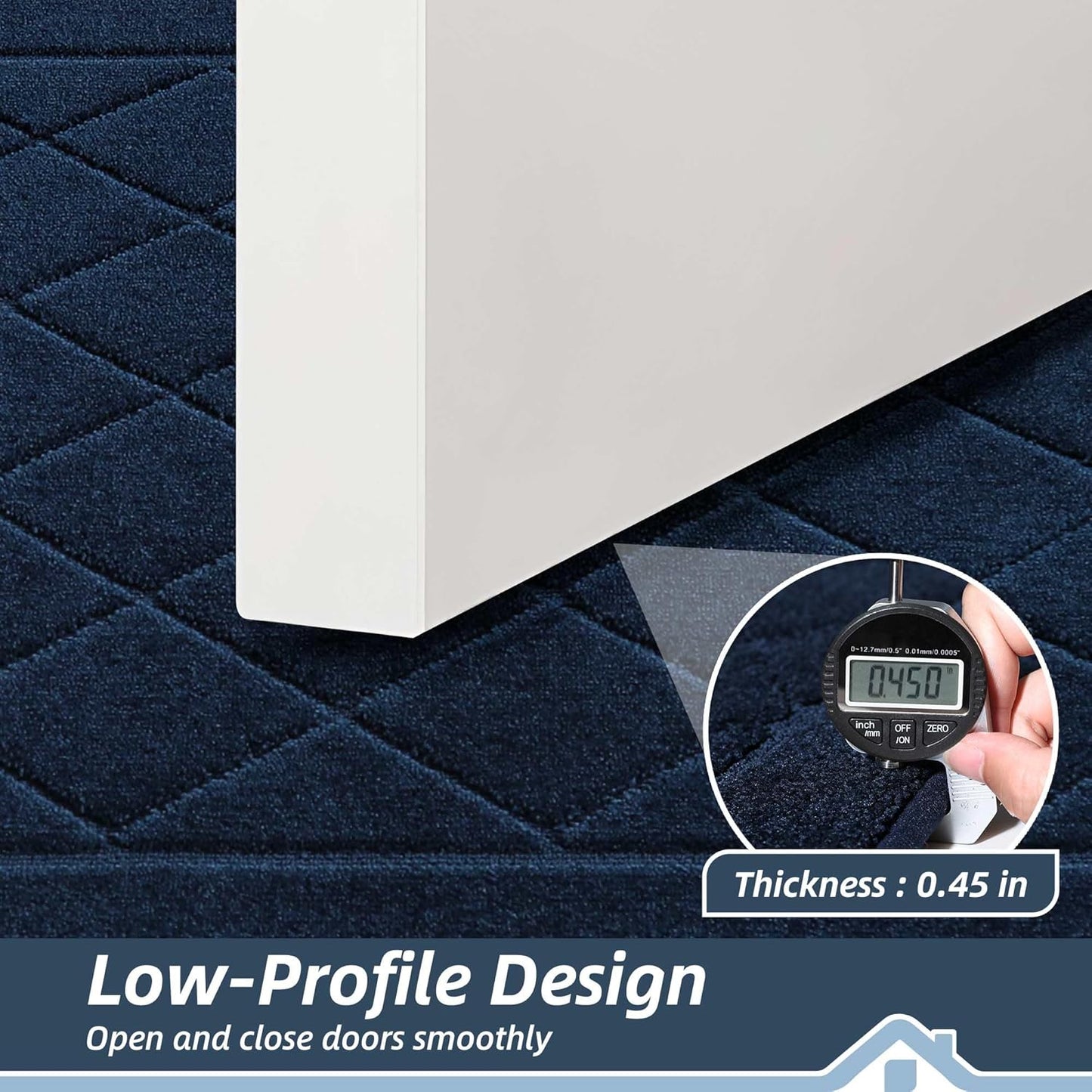 BEQHAUSE Dirt Trapper Door Mat 20" x 32", Doormat Non-Slip Entryway Rugs Washable, Dog Door Mat Stain Resistant and Absorbent Welcome Floor Mat for Front Back Door, Muddy Wet Shoes & Paws, Navy Blue