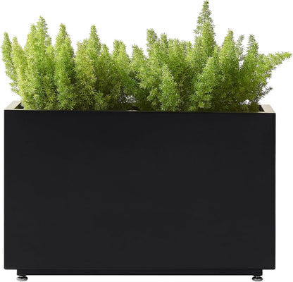 Outdoor Metal Planter Box 26Wx10Dx16H, Large Rectangular Trough Planters, Easy 5-Min Assembly, Modern Plant Container with Drainage Holes, Heavy Duty, Weather Resistant, Black