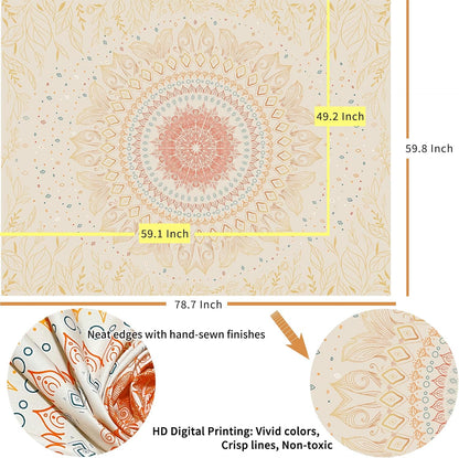 Damanse Floral Tapestry Wall Hanging Cute,Boho Wall Tapestry for Bedroom Aesthetic,Mandala Living Room Decor for Teen Girls (Yellow, 49.2"x59.1")