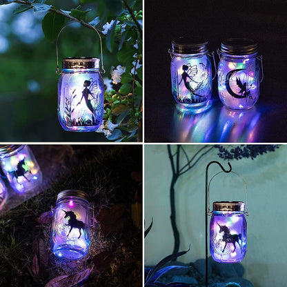 8 Pack Solar Outdoor Fairy Star Firefly Jar Lids Lights,Solar Fairy String Lids Lights（No Jars）,Waterproof Lantern Mason String Solar Lights with Hangers for Regular Mouth Jars