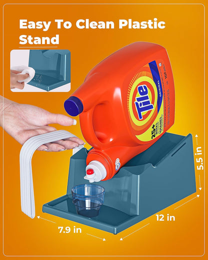 TidyFriend Laundry Detergent Holder Stand with Drip Tray, 3 Pack Laundry Soap Holder with Non-Slip Rubber Feet for Washing Space Organization, Angled Downward Slope for Easy Pouring (Slate Grey)