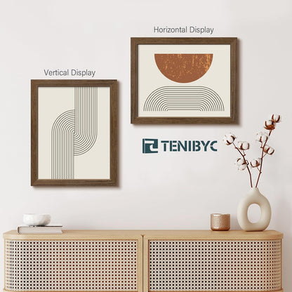 11x14 Picture Frame Set - 3 Pack, Brown Woodgrain, Wood Photo Frame, HD Tempered Glass, Wall Gallery Photo Frame