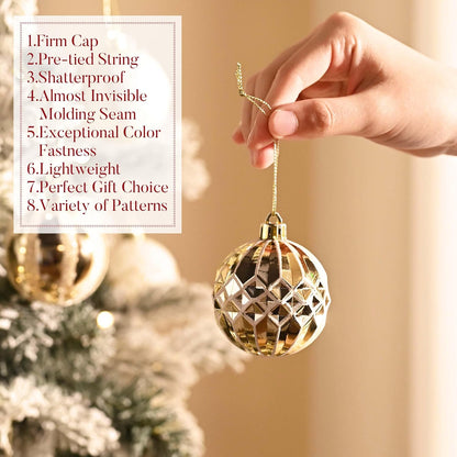 Valery Madelyn Christmas Ornaments Set, 30ct 2 Inches White and Gold Shatterproof Christmas Tree Decorations Ball Ornaments Bulk, Elegant Hanging Ornaments for Xmas Holiday Party Decor
