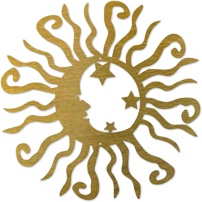 Riverside Designs Wacky Solar Moon Metal Wall Art Steel Outdoor Decor | Heavy-Duty and Waterproof | Made in USA (Gold, 12L x 12W)