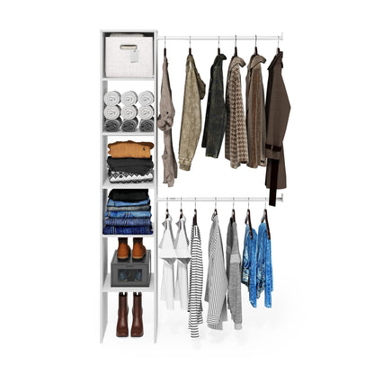 Furinno FANO Closet Organizers and Storage, 5-Tier Closet Storage Organizer with 2 Hanging Bars