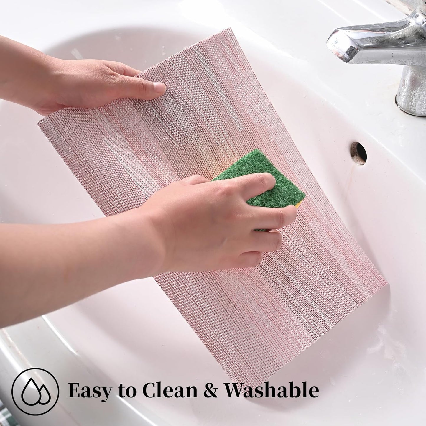 Leetaltree Misty Rose Placemats Set of 12 - Heat Resistant Non-Slip Place mats for Dining Table, Washable Durable PVC Vinyl Woven Table Mats（Misty Rose, 12）