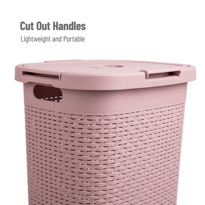 Mind Reader Slim Laundry Hamper with Lid, 60L Tall Clothes Basket, Narrow Tapered Design for