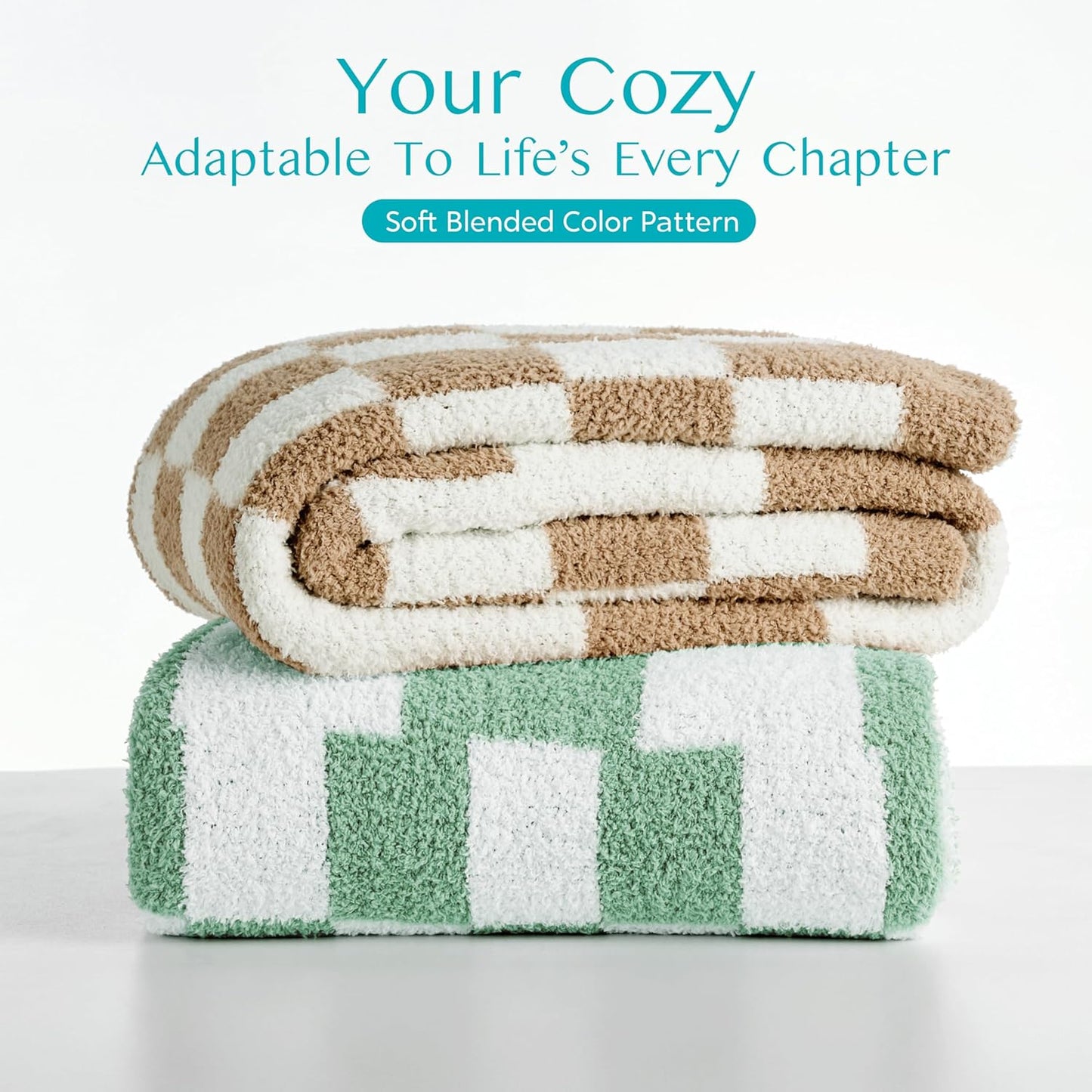 Joiedomi Twin Blanket for Couch Bed, Checkered Knitted Blankets Gifts for Women Mom Girls, Cozy Cute Soft Throw Home Room Decor Aesthetic for Women Mothers Birthday Gifts 60x80 Inches