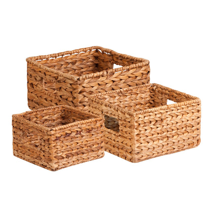 Honey-Can-Do Banana Leaf Storage Baskets –Water Hyacinth Woven Basket, Decorative Baskets for