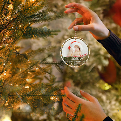Bemaystar Baby First Christmas Ornaments 2025–Personalized Crystal Ornaments with Photo and Name–Custom Newborn Keepsake Gift–Christmas Tree Decoration for Baby Girl Boy