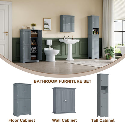 ChooChoo 67" Tall Bathroom Storage Cabinet Freestanding with Adjustable Shelves, Narrow Storage Linen Cabinet with 2 Doors and 1 Drawers for Bathroom, Living Room, Kitchen, Grey