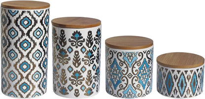 American Atelier Ceramic Canister Set (4 Piece), Blue/Gold