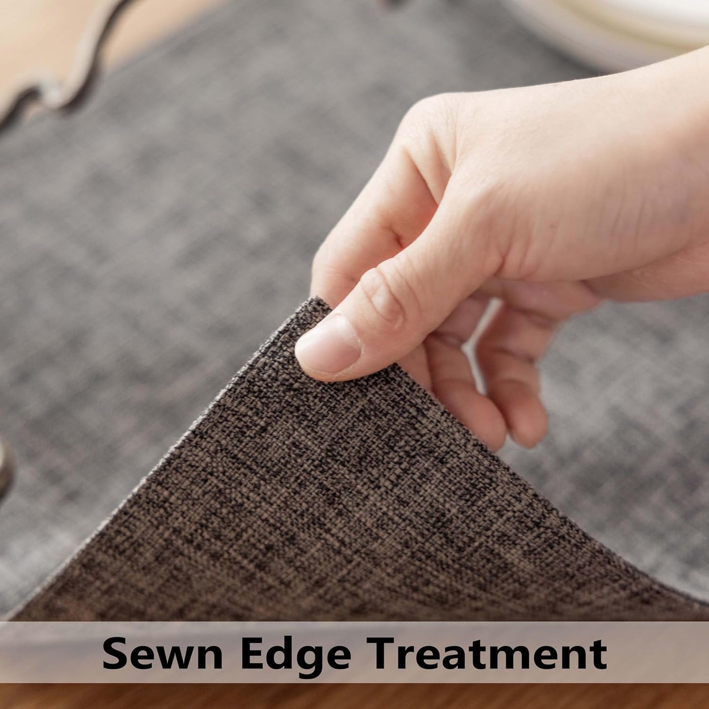 Demetex Placemats Table Mats Set of 6 Heat Resistant Washable Cloth Place Mats for Dining Table Holiday, Dark Grey