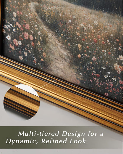 HUARCEY Gold Framed Vintage Wall Art for Living Room, Landscape Painting Prints Shelf Decor for Kitchen, Aesthetic Bedroom Wall Art, Christmas Gifts for Friends or Family (Sea or Sky - 12"x16")