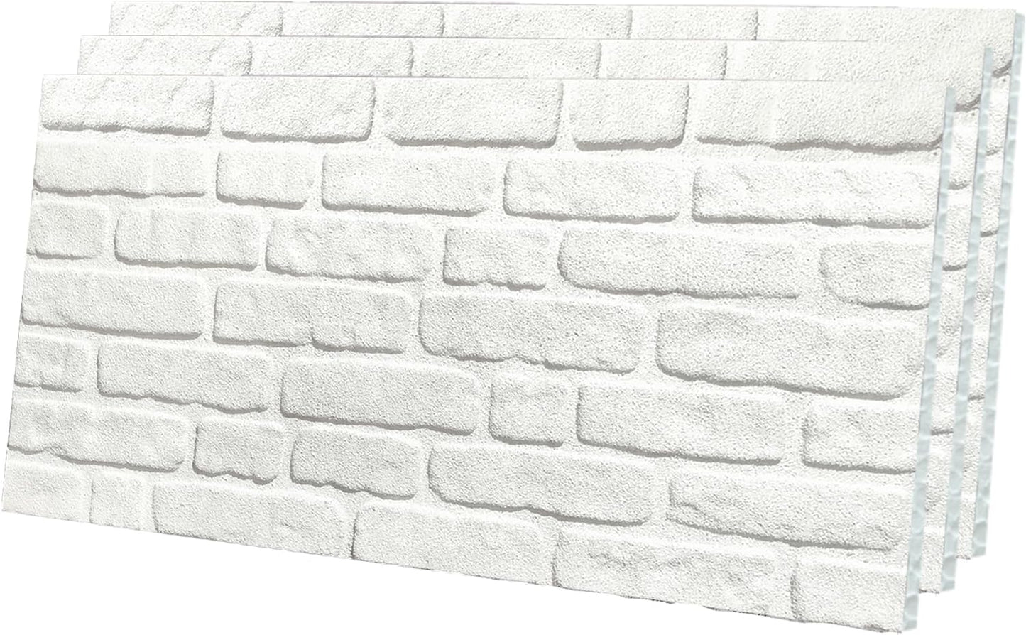 IZODEKOR 3D Stone Effect Wall Panels - Faux Stone Paneling for Living Room, Kitchen, Bathroom and More | Snow White - Pack of 3, Covers 16 sq ft