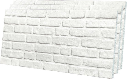 IZODEKOR 3D Stone Effect Wall Panels - Faux Stone Paneling for Living Room, Kitchen, Bathroom and More | Snow White - Pack of 3, Covers 16 sq ft