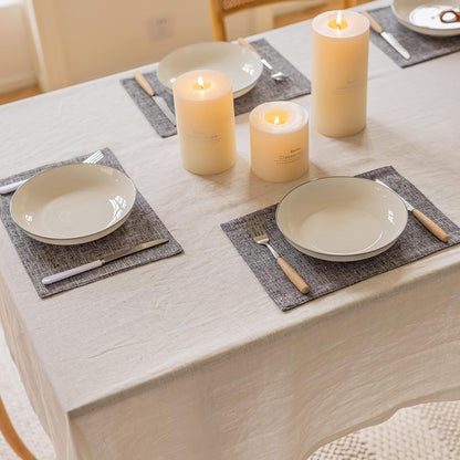 Home Brilliant Linen Placemats Set of 6 Heat Resistant Washable Placemats for Parties Buffet Dinner, 13 x 19 inches, Ash Grey
