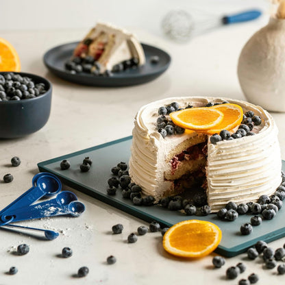 SMIRLY Plastic Cutting Board Set with Holder 4 Pieces, Non-Slip Dishwasher Safe Chopping Boards for Kitchen, Blue