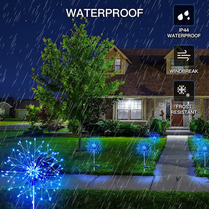 suddus Solar Garden Lights Outdoor Waterproof Decorative, 2Pack 150LED Firework Lights, Solar Fairy Lights for Yard, Garden, Party, Patio, Pathway, Flowerbed - Blue