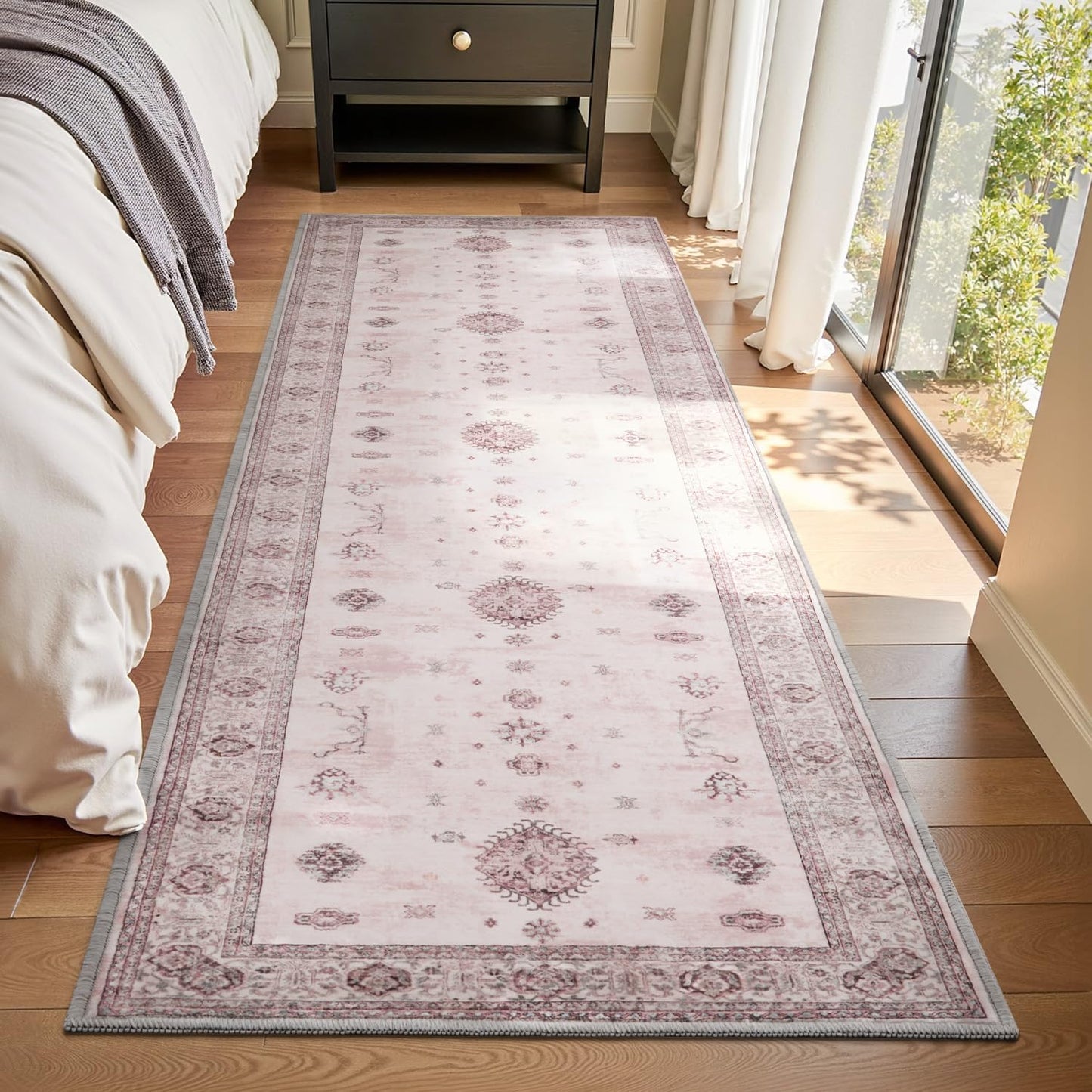 AMOAMI Vintage 3X10 Runner Rug Non Slip Soft Runners for Hallways Washable Hallway Runner Bedside Rugs for Bedroom Long Rug for Hallways Entryway Laundry Room Stair Kitchen Bathroom