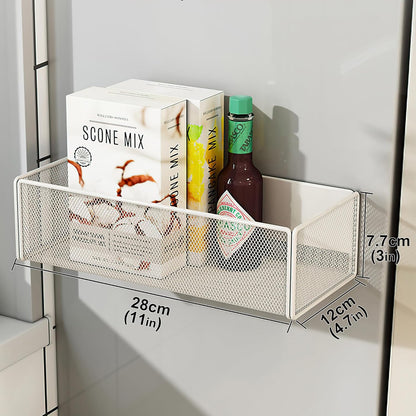 Magnetic Basket Organizer Holder for Fridge Magnetic Storage Bin Box Containers for Refrigerator Whiteboard Classroom (Large, White)