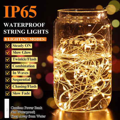 Lakumu Mini Fairy Lights Battery Operated, Twinkle Lights with Timer, Rechargeable LED String Lights for Bedroom, Christmas Decorations, Wedding, Vine, Centerpiece Table Decor (5M/16FT Orange)