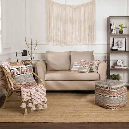 REDEARTH · Tufted Pouf Ottoman with Filler Textured Storage Cube Bean Bag Pouffe Footrest for Living Room, Bedroom, Nursery, Home Decor - 100% Cotton (17.5"X17.5"X17.5", Motley Bohemia Multi)