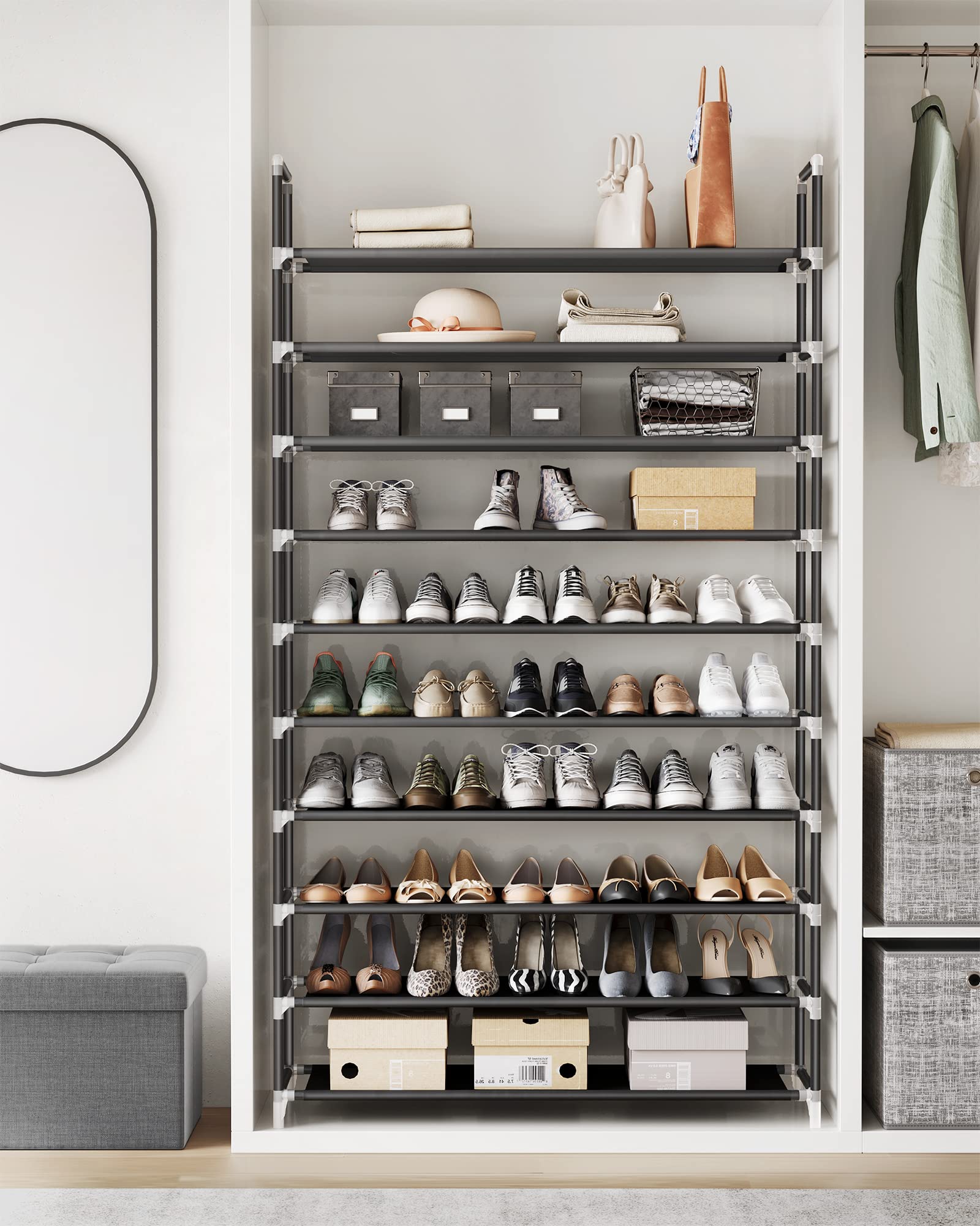 SONGMICS Shoe Rack, 10-Tier Shoe Shelf, Shoe Storage Organizer