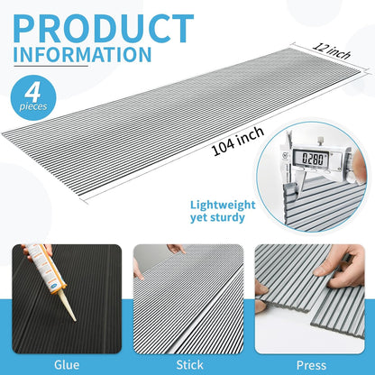 Art3d 4-Pack Glue-On Fine Bar Wainscoting Panel for Interior Wall Decor - 104 x 12 Inch Polystyrene Ultralight Slim Slat Wall Panels for Living Room Bedroom, Poplar