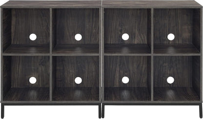 Crosley Furniture Jacobsen 2-Piece Vinyl Record Storage Cube Bookcase Set and Record Player Stand, Brown Ash