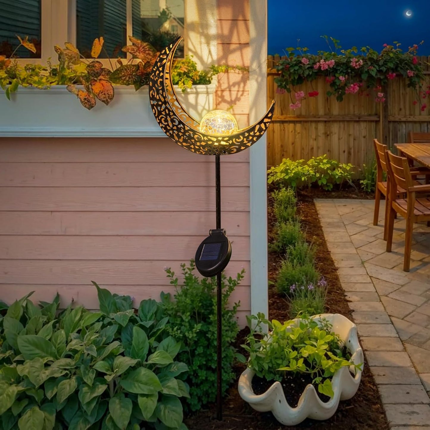 TAKE ME Moon Solar Lights Garden Outdoor Decor Waterproof Metal Solar Stakes Lights for Patio Yard Walkway Lawn Patio Mothers Day Garden Gifts Mom Wife Grandma