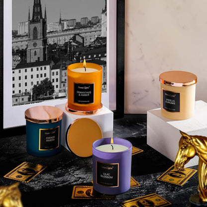 HomeLights Scented Candle Gift Set, Natural Soy Wax Candles, 4 Pack Long Lasting Up 140 Hours, Aromatherapy Candles for Women Men Birthday Thanksgiving Christmas