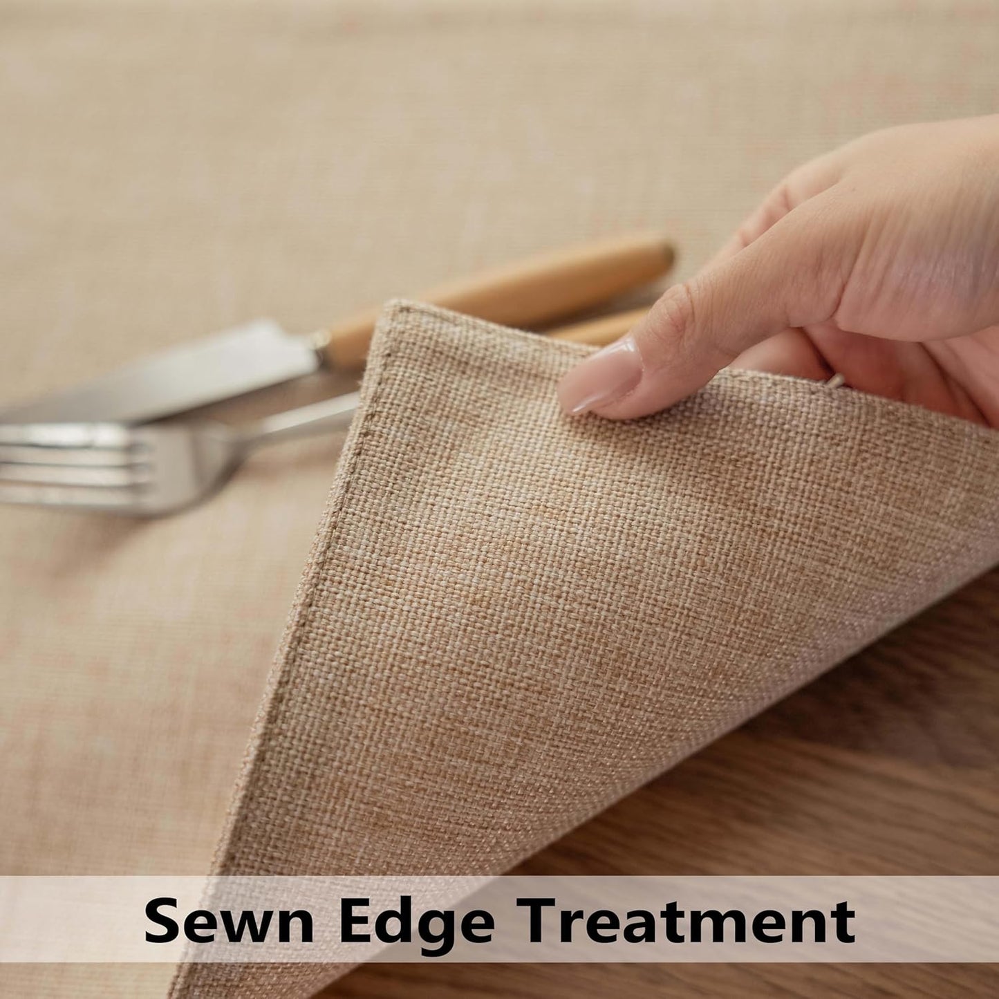 Demetex Linen Placemats Set of 8 Modern Beige Place Mats Heat Resistant Washable Table Placemat for Dining Room Restaurant Indoor, 13x19 inch, Light Linen