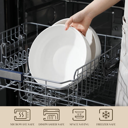 MALACASA Serving Bowls, 114 OZ(10") Extra Large Salad Bowls Set of 2, Porcelain White Serving Bowls for Salad, Soup, Pasta and Dinner, Large Ceramic Bowl Set for Entertaining, Series REGULAR