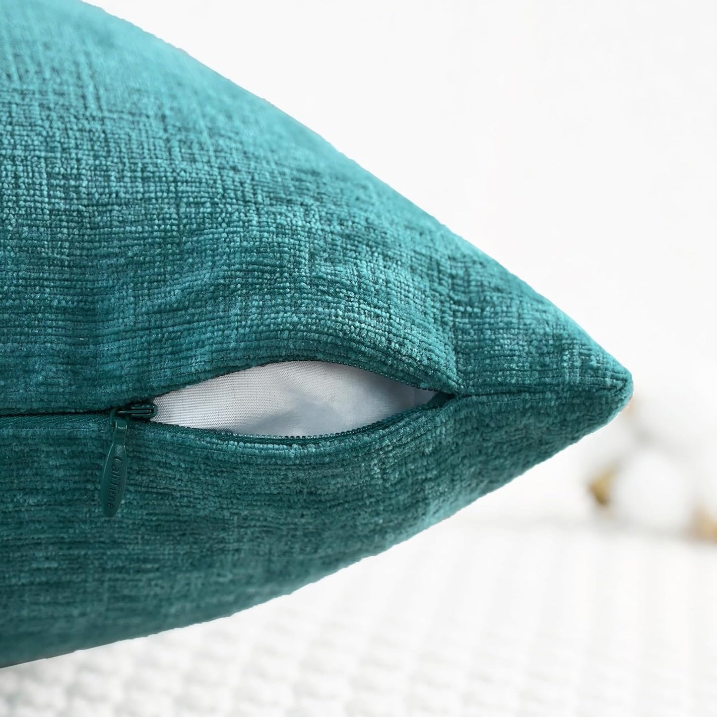 CaliTime Throw Pillow Covers Decorative 20 X 20 Inches Pack of 2 Cozy Chenille Cushion Cases for Couch Sofa Bed Living Room Home Teal