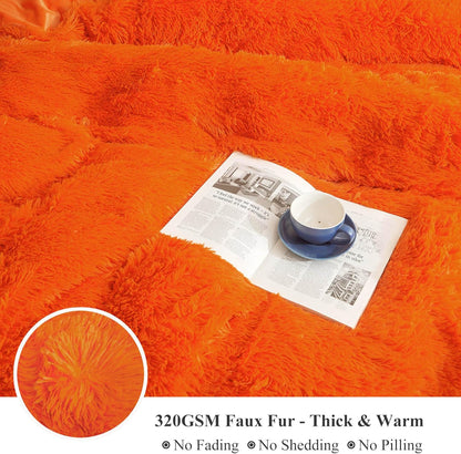 XeGe Luxury Faux Fur Throw, Orange Soft 50x60 Fluffy Blanket, Shaggy Plush Decorative Couch Throw, Cute Furry Bed Throw Fuzzy Office Lap Blanket for Bedroom Living Room Sofa, Orange