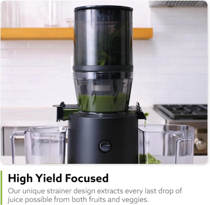 Hurom H320 Cold Press Juicer Machine, Easy to Clean Masticating Slow Juicer, Coarse Strainers, Self-Feeding, Hands Free, Family Size, Quiet Motor, Easy Assembly (Black)