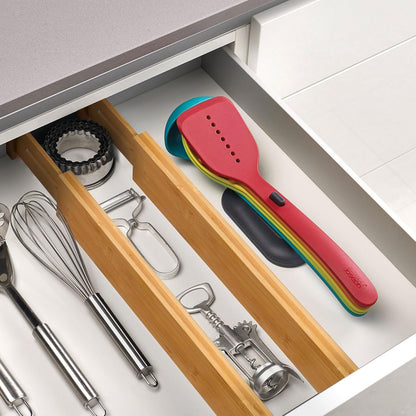 VaeFae 6-Pack Bamboo Drawer Dividers ??Adjustable 14"-19.1" (Fits 15"-18" Drawers ONLY), Spring-Loaded Expandable Organizer for Kitchen, Bedroom, Office & Bathroom, MUST MEASURE Before Purchase