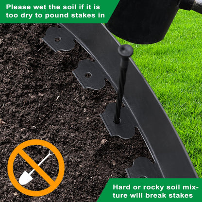 Hugeleaf Landscape Edging Border 60 Feet with 72pcs Spikes, 4inches Flexible Plastic Garden Edging for Landscaping, Lawn, Flower Bed, Yard（Black）