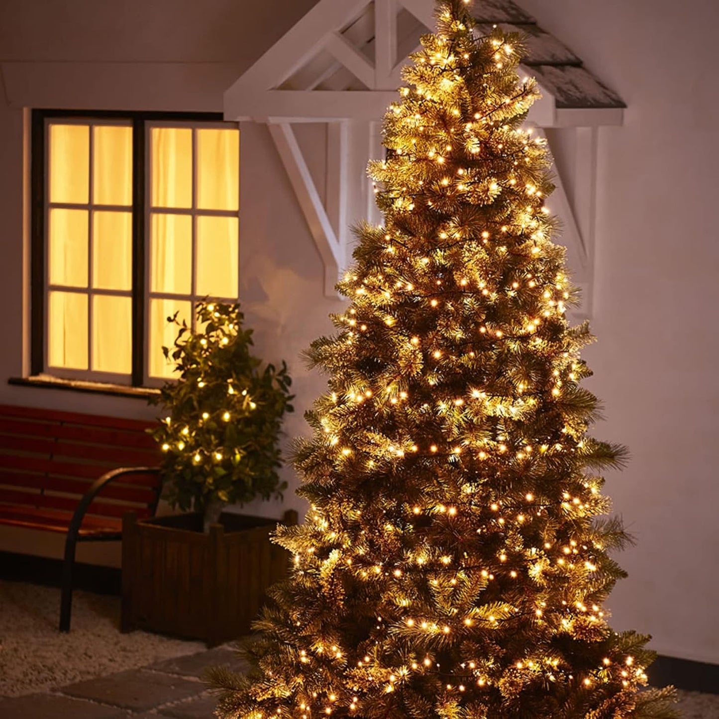 Dazzle Bright Christmas String Lights, 66FT 200 LED Connectable Green Wire 8 Modes String Lights, Waterproof Christmas Lights for Indoor Outdoor Patio Party Wedding Decorations, Warm White