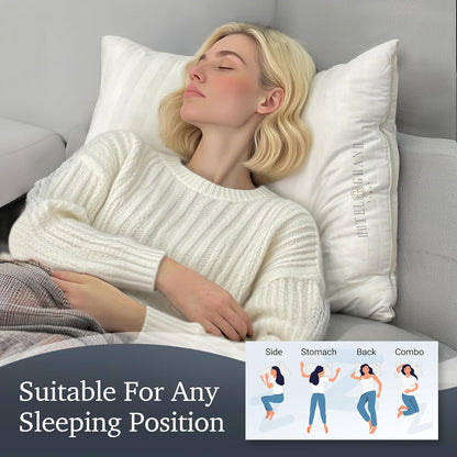 Hotel Grand Softy-Around Feather Down Pillows King Size Set of 2 Packs White Strip 100% Cotton Fabric Bed Pillows for All Position Sleepers,36"x20"/2 Packs