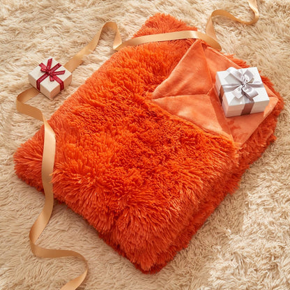 GONAAP Fuzzy Faux Fur Throw Blanket Twin Size Orange Super Soft Cozy Plush Fuzzy Shaggy Blanket for Couch Sofa Bed (Orange, Twin(60"x80"))