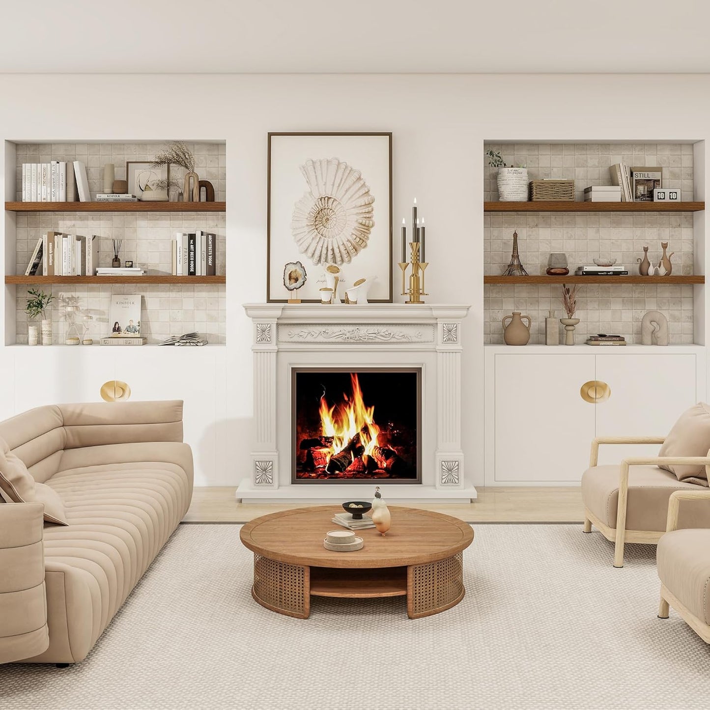 Wide Floating Shelves for Wall 12 Inch Deep, 24" X 12" X 2" Floating Shelf, 2 Inch Thick Shelf for Bathroom Bedroom Kitchen Book Room, Heavy Duty 55lbs Shelves for Farmhouse Decor Set of 2, Walnut