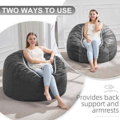 Hobestluk 3FT Bean Bag Chair Giant Bean Bag Chairs for Adults Large Bean Chairs with Removable Cover, Beanbag Chair with Filler, Adult Bean Bag Chairs for Living Room, Bedroom